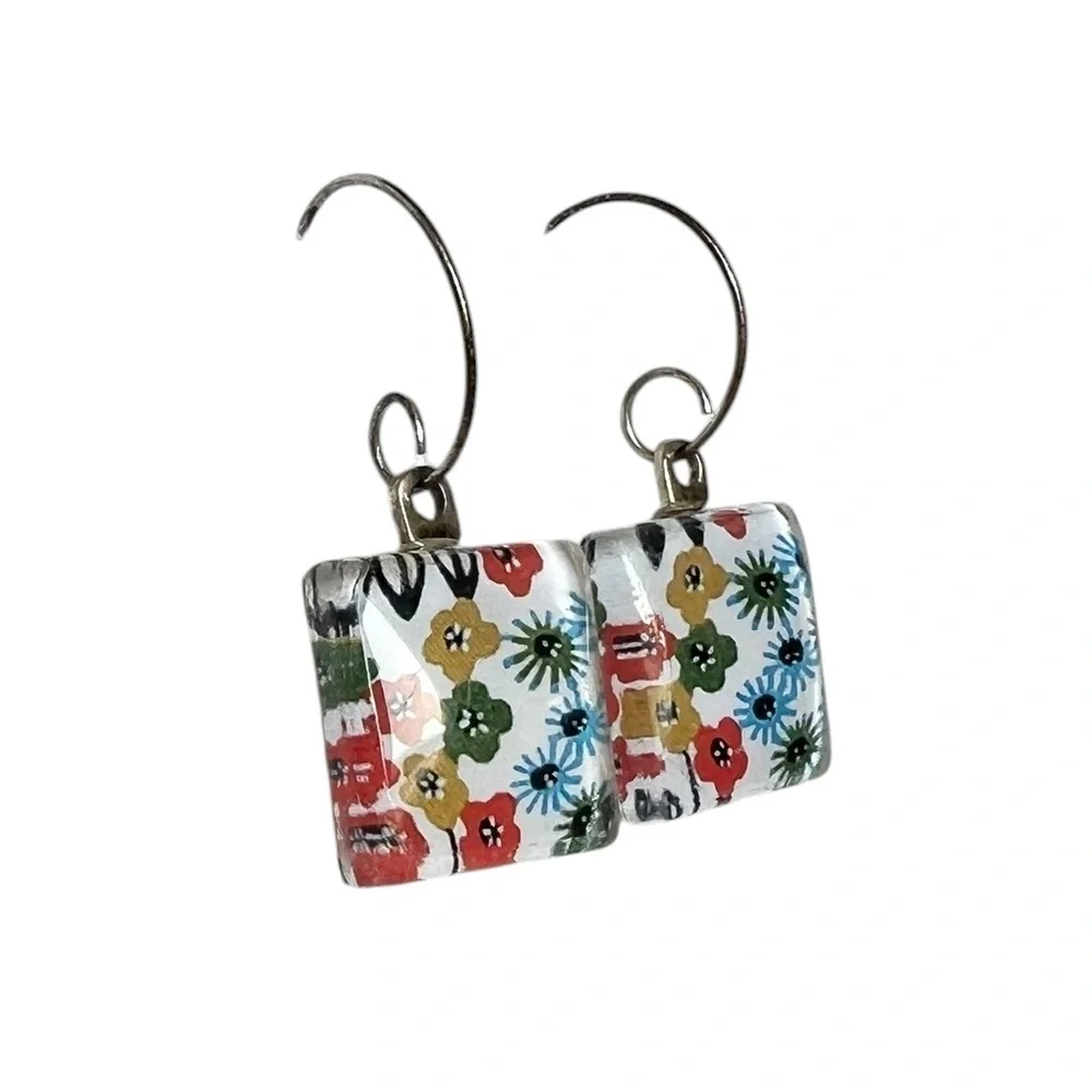 Adjustable Necklace & Pierced Earrings Set Floral Boho